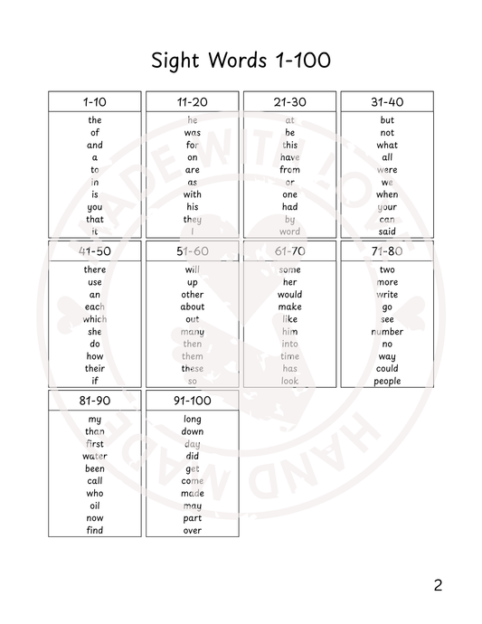 136-Page Fry Sight Words Workbook | Tracing, Writing & Reading Practice (First 100 Words)
