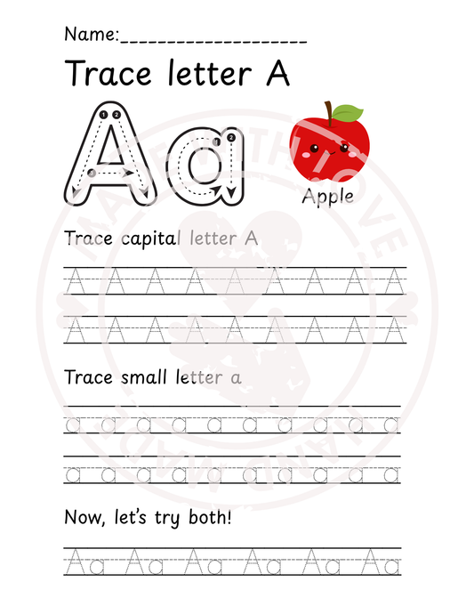 Alphabet Tracing Workbook A–Z – 26 Printable Pages for Preschool Letter Writing with Upper & Lowercase Practice + Picture Prompts