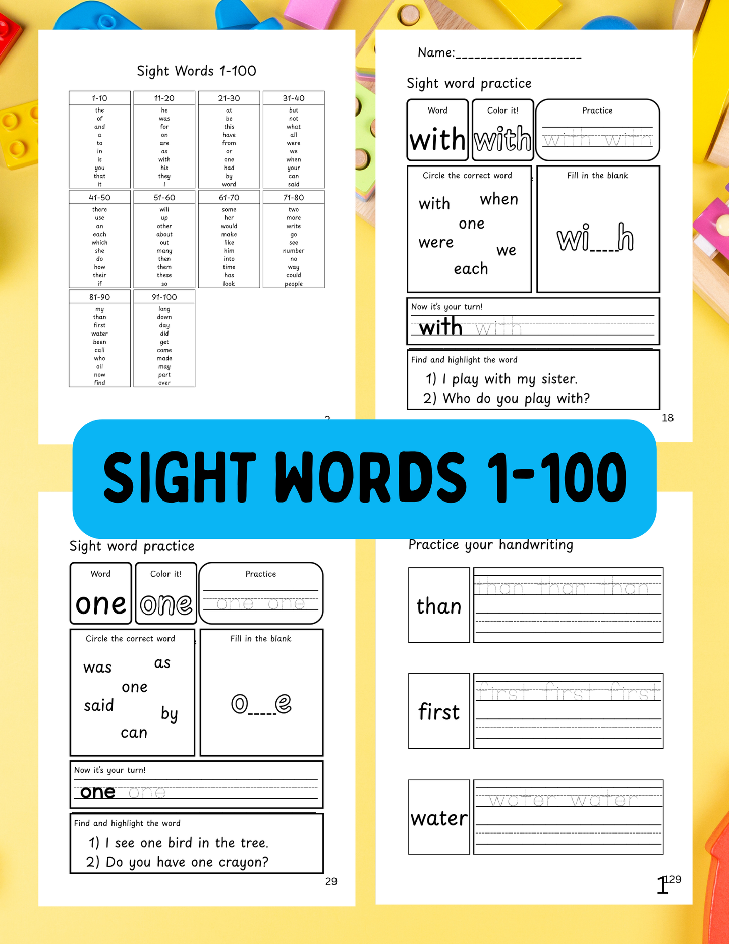 136-Page Fry Sight Words Workbook | Tracing, Writing & Reading Practice (First 100 Words)